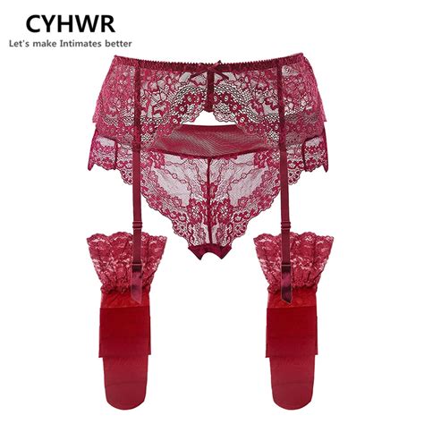 Cyhwr Women S Sexy Lace Flower Black Wine Red White Suspender Belt