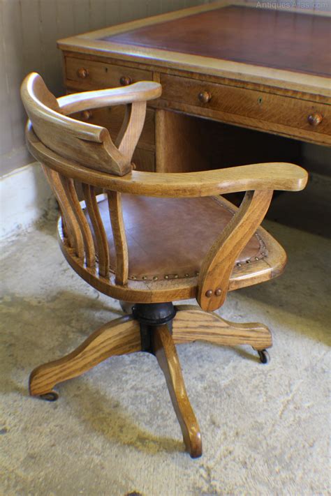 Vintage Oak And 1930s Adjustable Desk Office Chair