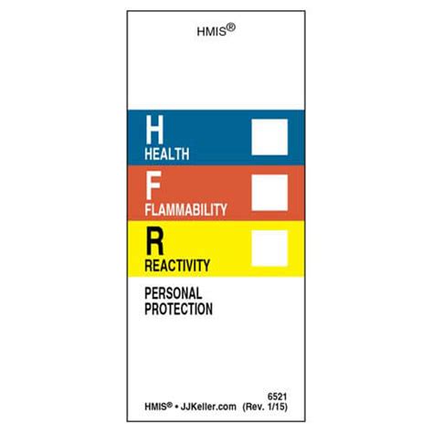 Original HMIS Laboratory Labels W Personal Protection Area