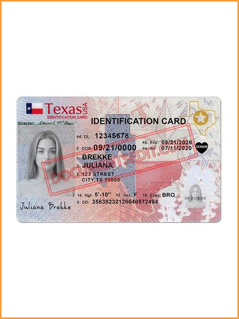 Texas Identification Card Psd Template Documents Edit