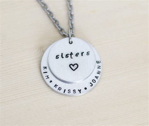 Personalized Sisters Necklace Hand Stamped Jewelry Personalized Si