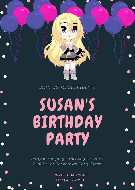 Gacha Life Birthday Personalized Invitation Etsy