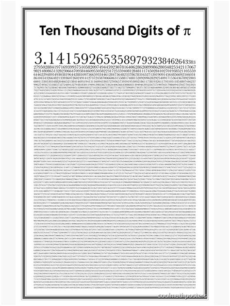 Ten Thousand Digits Of Pi Poster For Sale By Coolmathposters Redbubble