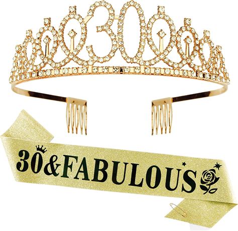 Cavetee Gold 30 And Fablulous Birthday Sash And Crown For