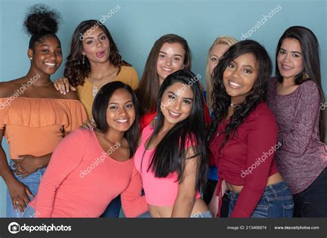 Group Diverse Happy Teen Friends Hanging Out Together Stock Photo By