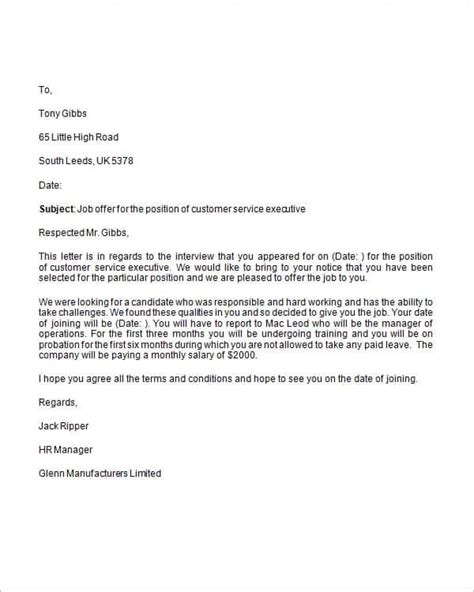 Job Offer Letter Example Business Letter Template Letter Template My