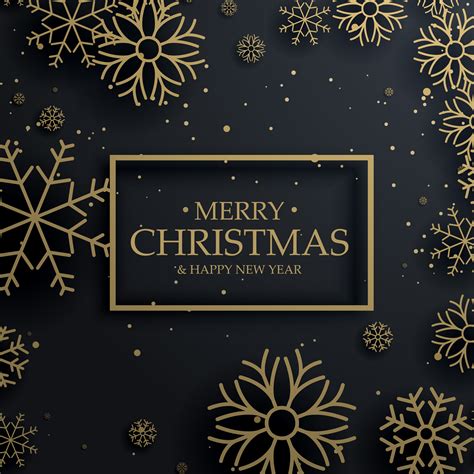 Beautiful Merry Christmas Greeting Card With Gold Snowflakes On Descargue Gráficos Y Vectores