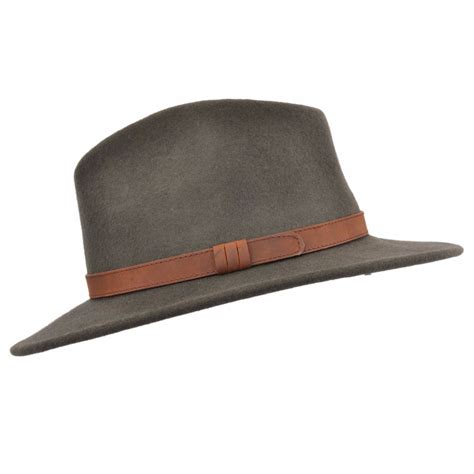 Gents Crushable Darkgreen 100wool Felt Trilby Fedora Hat With Leather