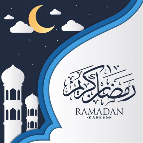Free Vector | Blue and white ramadan background