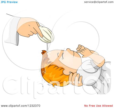 Clipart Of A Caucasian Toddler Girl Being Baptized Royalty Free