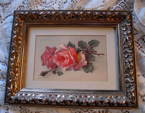 French Pink Cabbage Roses Catherine Klein C1890s Print Card