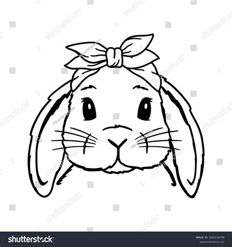 Cute Rabbit Line Art Lop Bunny Stock Vector Royalty Free 2282218799