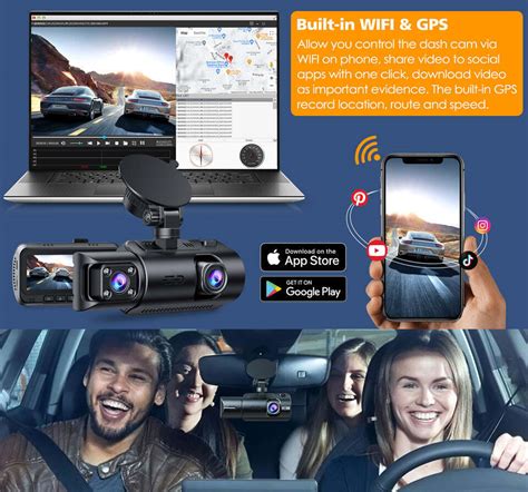 Toguard Wifi Gps 4k Dual Dash Cam Front And Inside Car Camera Night