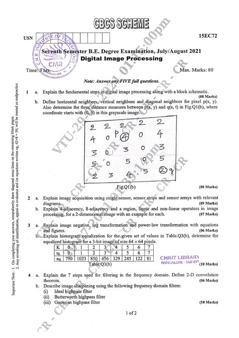 Vtu Question Paper Of 15ec72 Digital Image Processing Jun 2021 Imp