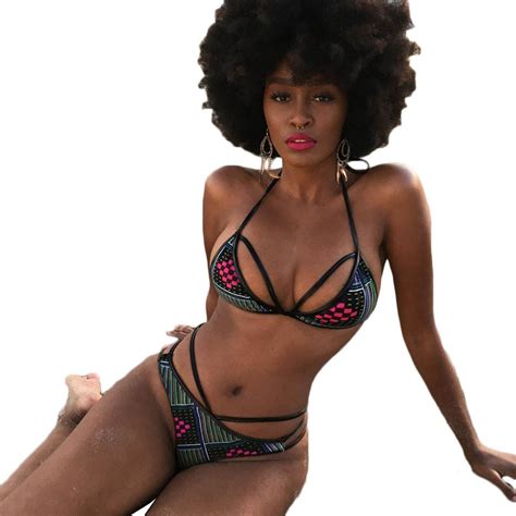African Print Bikini Thong Swimwear Women Bikini Set 2017 Sexy Biquini