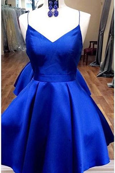 Royal Blue Straps Short Homecoming Dress With Ribbonshort Prom Dress