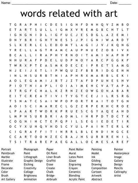 Words Related With Art Word Search Wordmint