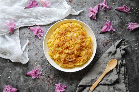 Aromatic Yellow Saffron Rice With Caramelized Onions — Marleys Menu