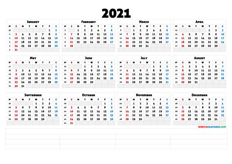 Printable Calendar 2021 Week Numbers 2021 Calendar With Week Number