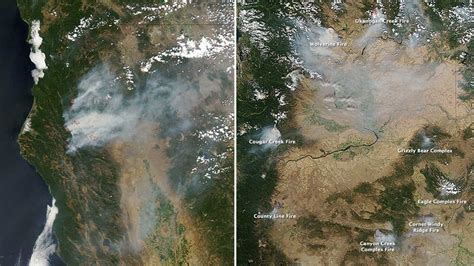 Nasa Images With Thick Plumes Of Smoke Illustrate Spread Of Wildfire In
