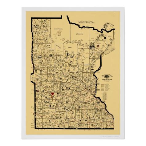 Minnesota Railroad Map 1897 Poster Zazzle Design Your Own Poster