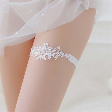 Wedding Garter Rhinestone White Embroidery Flower Sexy Garters For Womenfemalebride Thigh Ring
