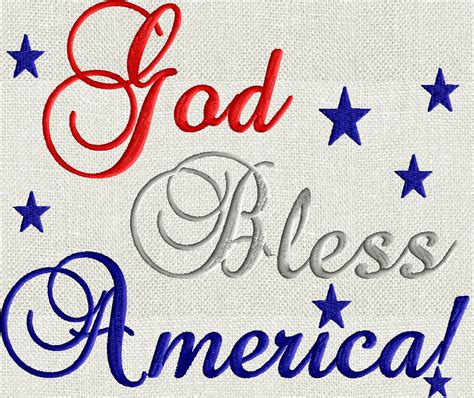 Patriotic Quote God Bless America Memorial Day 4th Of July Embroider