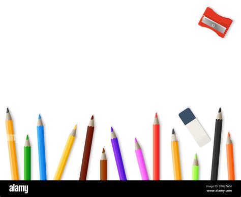 Realistic Pencils Pencil Sharpener Eraser Background Drawing Mockup