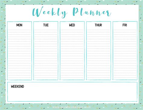 Free Printable Weekly Planner Templates