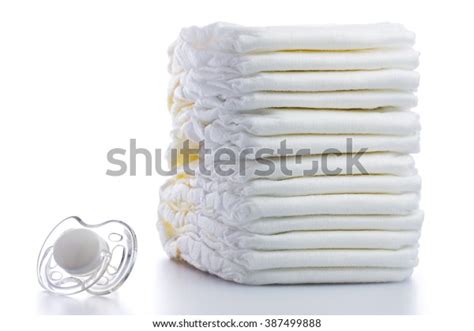 Stack Baby Disposable Diapers Pacifier Over Stock Photo Edit Now