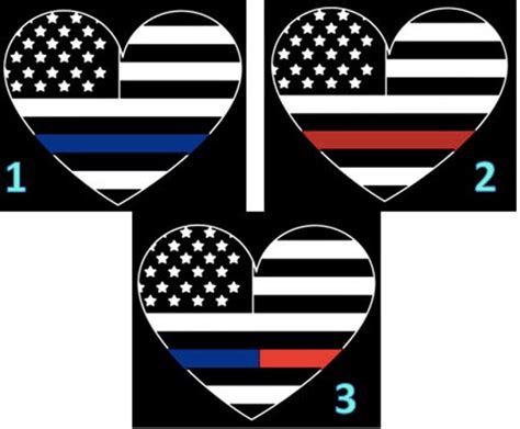 Thin Red Line Thin Blue Line Heart Decals Etsy