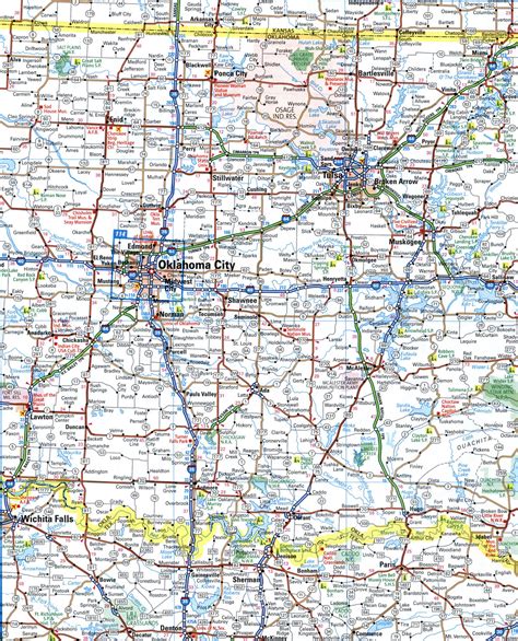 Map Of I 44 Interstate Highway Texas Oklahoma Missouri Interchange