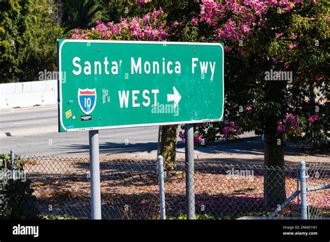 Sign Post With Directions To Santa Monica Freeway West On Interstate 10