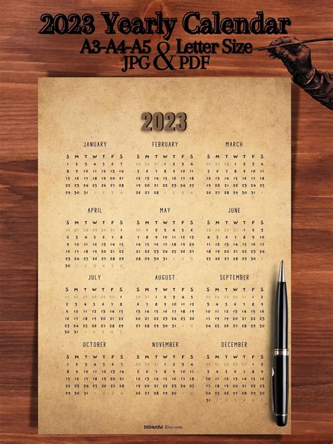 Calendar Journal Yearly Calendar Wall Calendar Planner Calendar