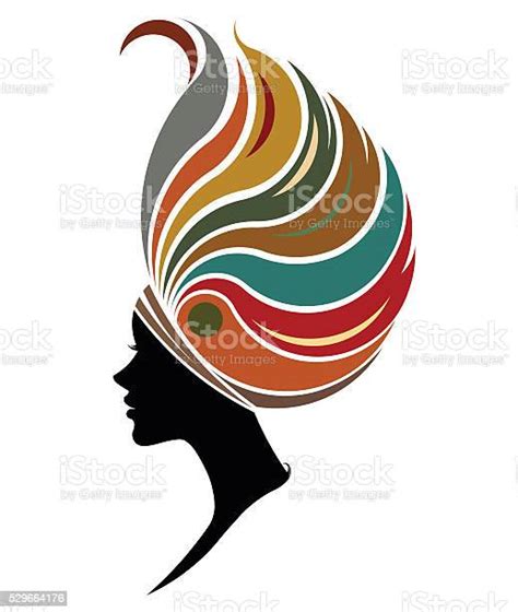 African Women Silhouette Fashion Models On White Background Stock