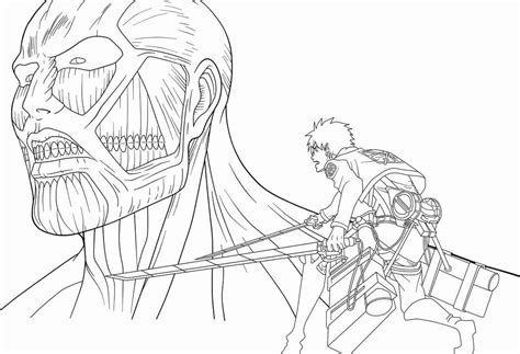 Eren Vs Colossus Titan Coloring Page Anime Coloring Pages