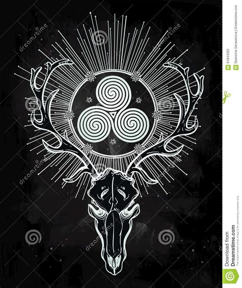 Deer Skull With Celtic Triskel Stock Vector Illustration Of Head