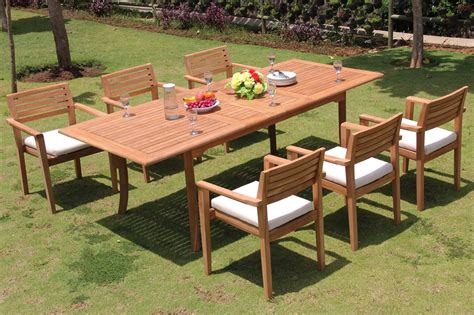 Teak Dining Set 6 Seater 7 Pc 94 Rectangle Table And 6 Montana