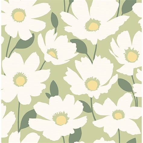 2904 25677 Astera Green Floral Wallpaper By Brewster