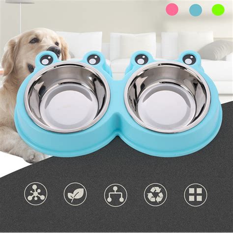 Double Dog Bowls Cute Stainless Steel Dog Bowl Non Skid Feeder Bowls