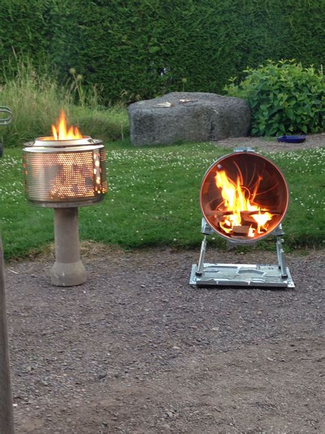 This one can also be used to make fire tornados as the drum rotates and. Fire pits from outer and inner drum from a washing machine ...