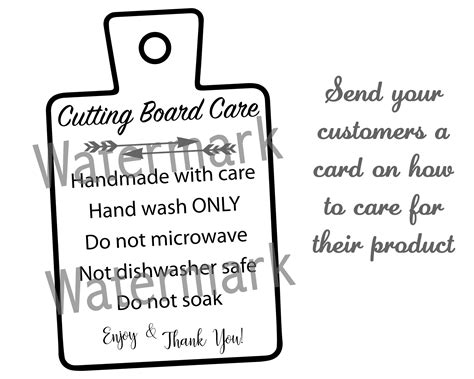 Care Card Svg Cutting Board Cleaning Instructions Svg Care Etsy