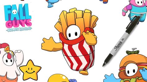 How To Draw Fall Guys French Fries Costumes Skins Youtube