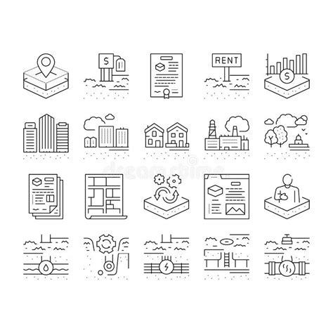 Land Property Business Collection Icons Set Vector Stock Vector