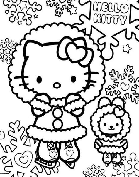 coloriage hello kitty et flocons de neige et dessin gratuit à imprimer dessine les coloriages