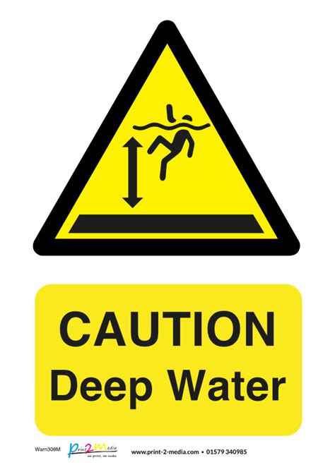 Caution Deep Water Safety Sign Print 2 Media Ltd