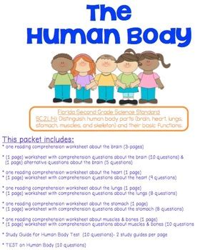Parts of the body worksheets: 2nd Grade Human Body Reading Comprehension Pack by The ...