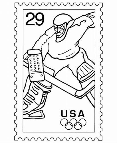Coloring Stamp Pages Postage Hockey Usps Sheets