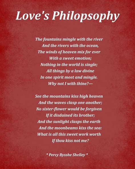 Loves Philosophy Poem By Percy Bysshe Shelley Typography Print In