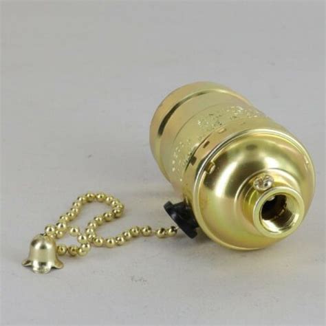 3 Way Pull Chain Lamp Socket Brass Plated For 3 Way Bulbs E26 New